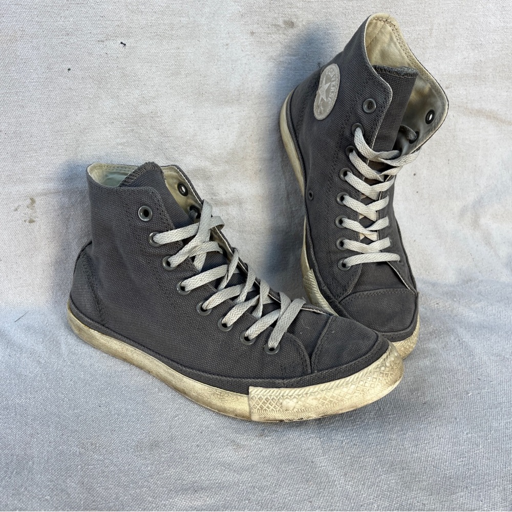 Converse Classic High-Top Canvas Sneakers in Gray with White Logo and Laces